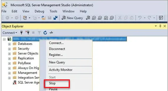 click the Stop button
