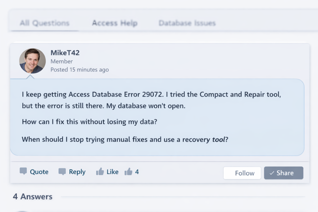 Fix Access Database Error 29072