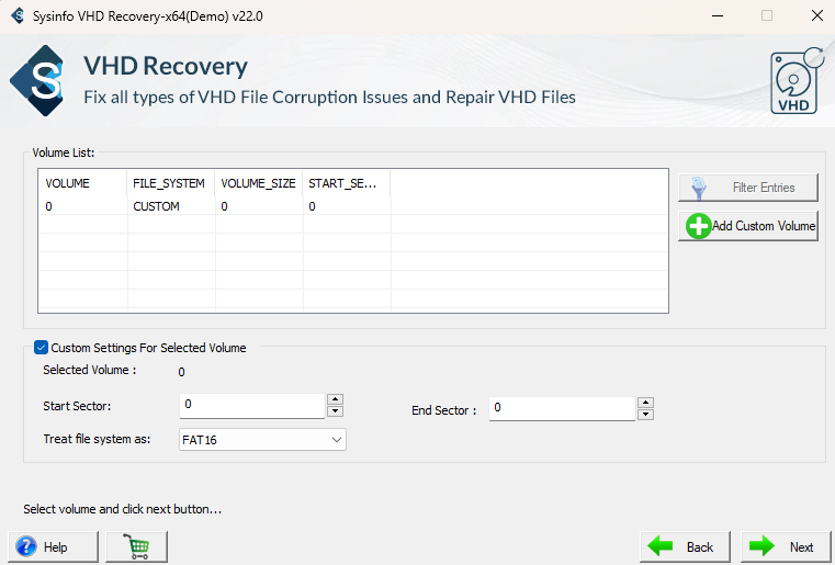 Afterward, check partitions, apply custom settings, or add volumes, and click Next. 