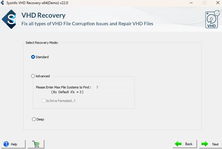 Again, pick Standard/Advanced/Deep recovery mode as per the corruption and tap Next. 