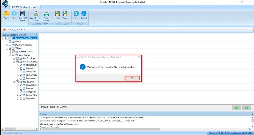 Finally, click Ok when the confirmation message appears.